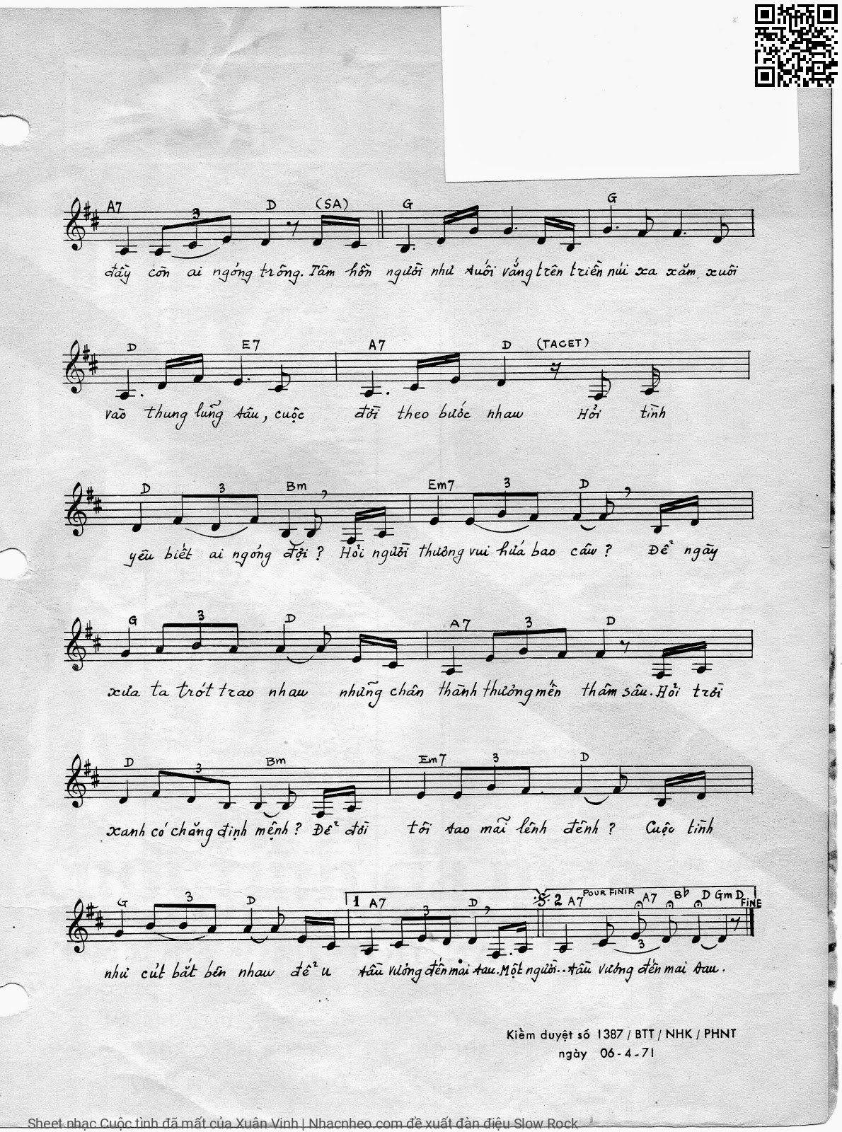 Page 2 of Sheet music PDF Cuộc tình đã mất - Xuân Vinh