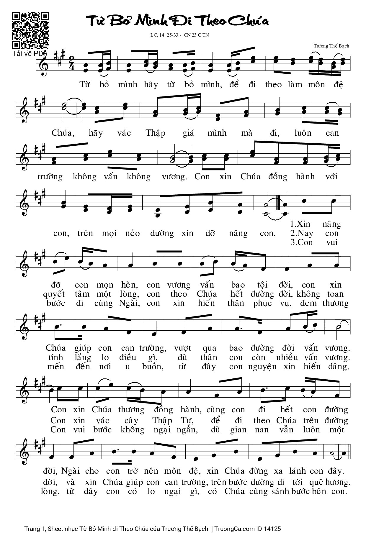 Sheet PDF of Từ Bỏ Mình đi Theo Chúa