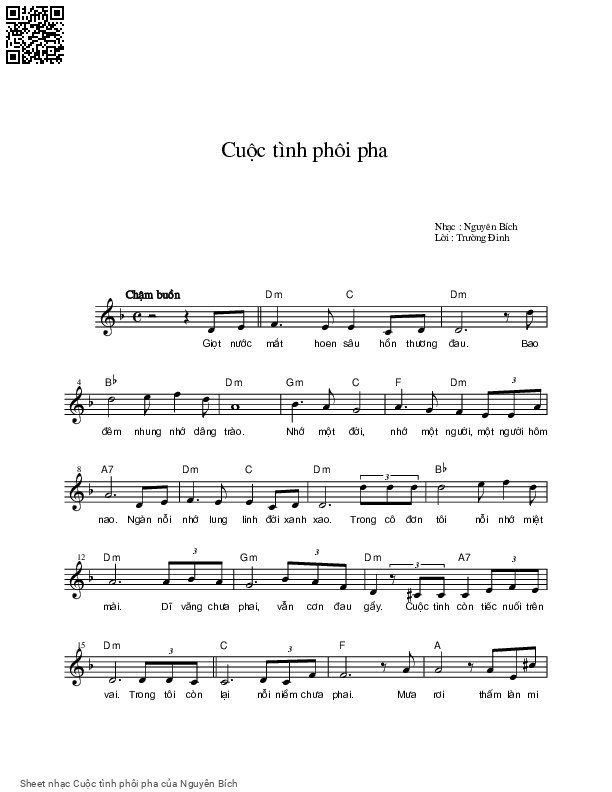 Sheet PDF of Cuộc tình phôi pha