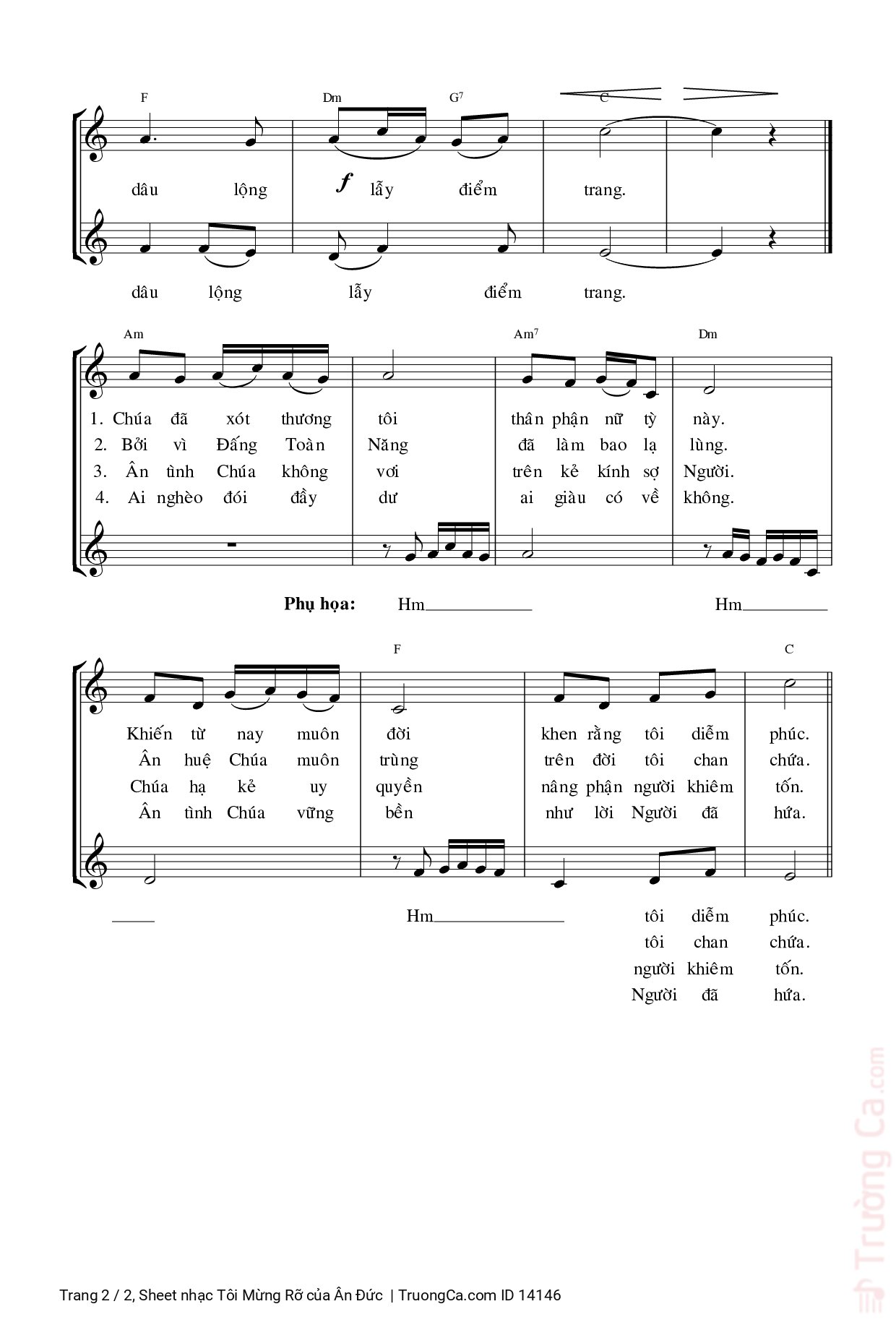 Page 2 of Sheet music PDF Tôi Mừng Rỡ - Ân Đức