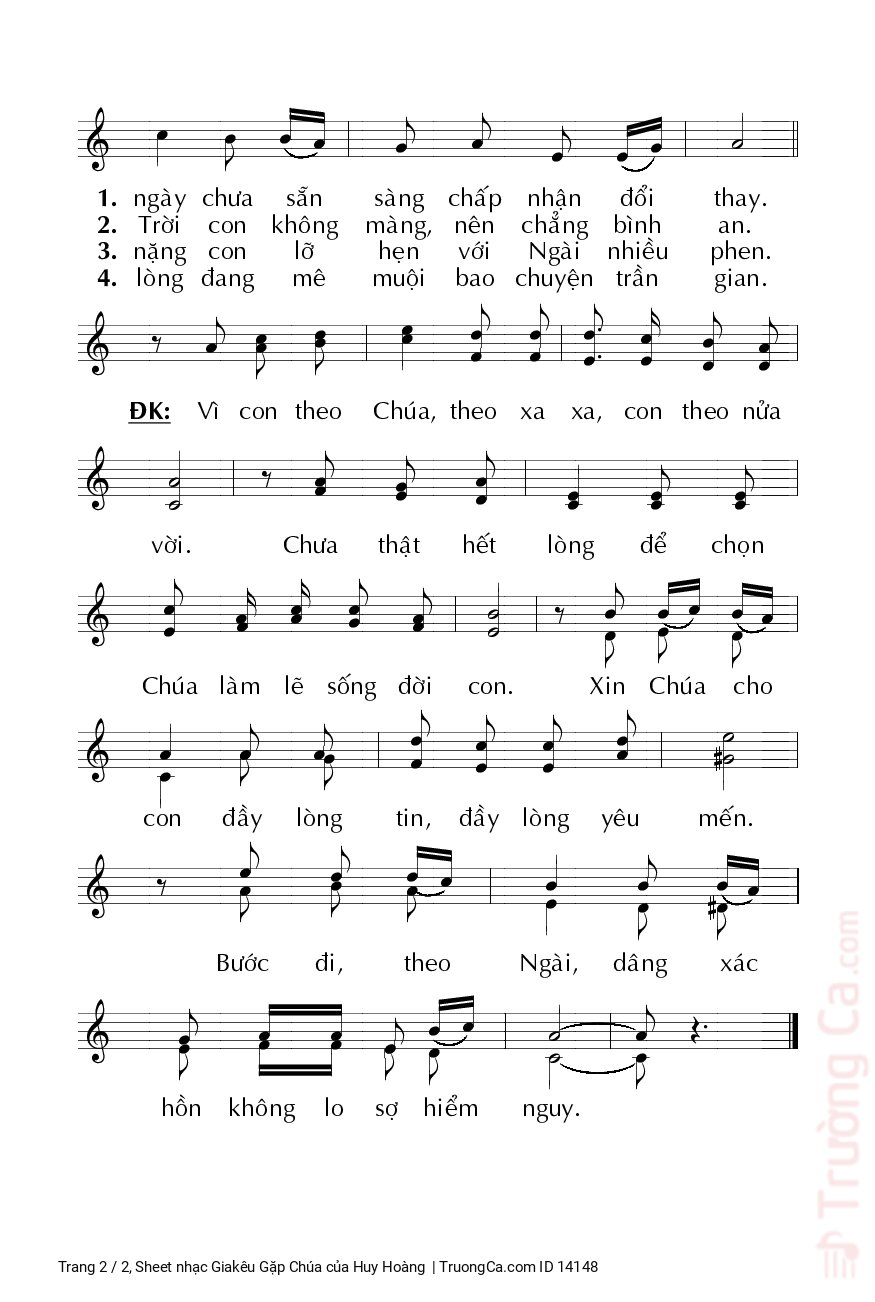 Page 2 of Sheet music PDF Giakêu Gặp Chúa - Huy Hoàng