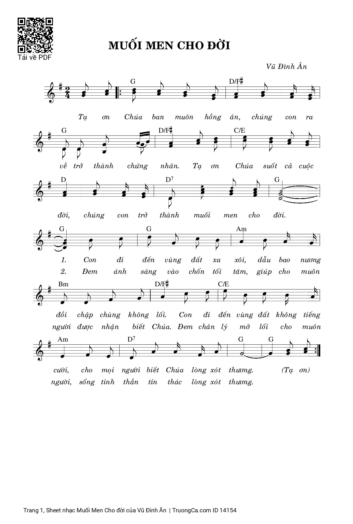 Sheet PDF of Muối Men Cho đời