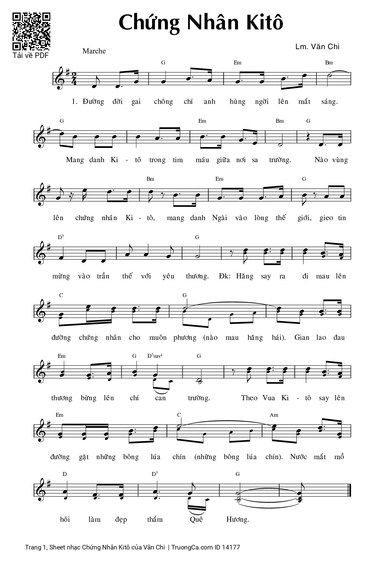 Sheet PDF of Chứng Nhân Kitô