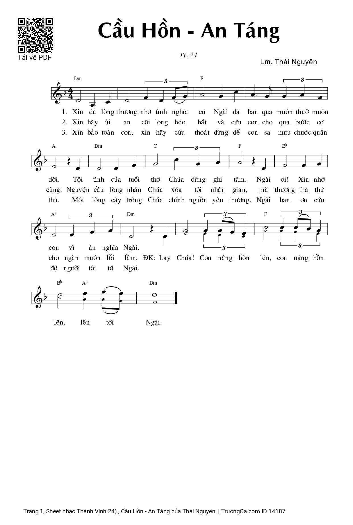 Sheet PDF of Thánh Vịnh 24) , Cầu Hồn - An Táng