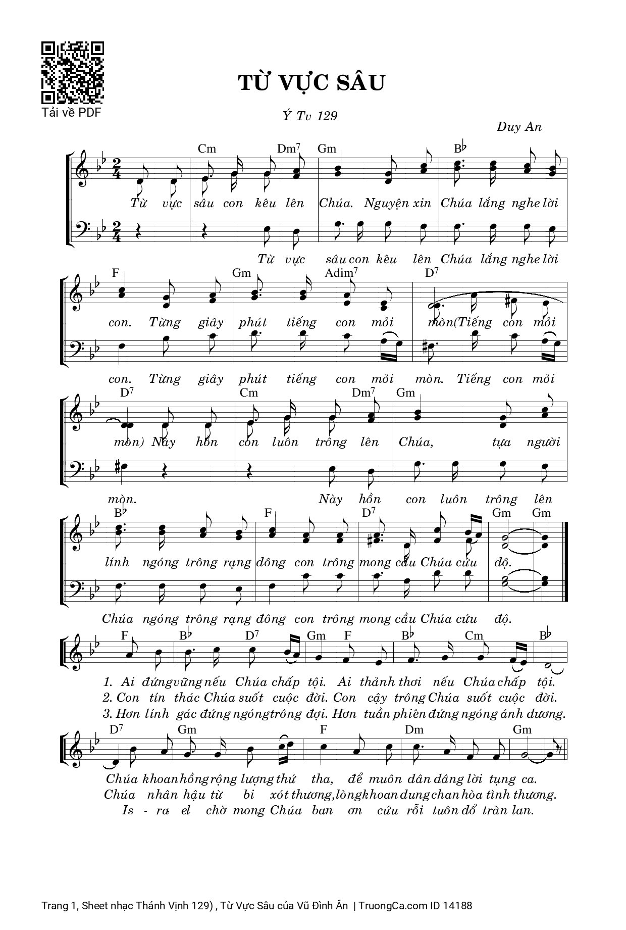 Sheet PDF of Thánh Vịnh 129) , Từ Vực Sâu