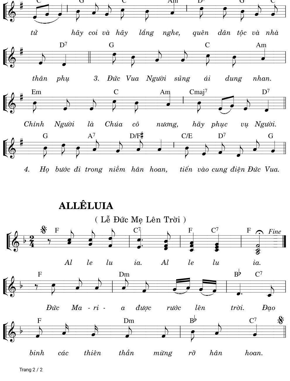 Page 2 of Sheet music PDF Thánh Vịnh 44, Lễ đức Mẹ Lên Trời - Vũ Đình Ân