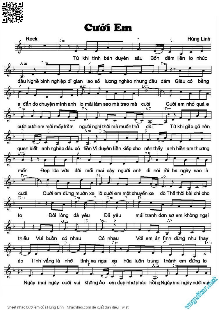 Page 1 of Sheet music PDF Cưới em - Hùng Linh