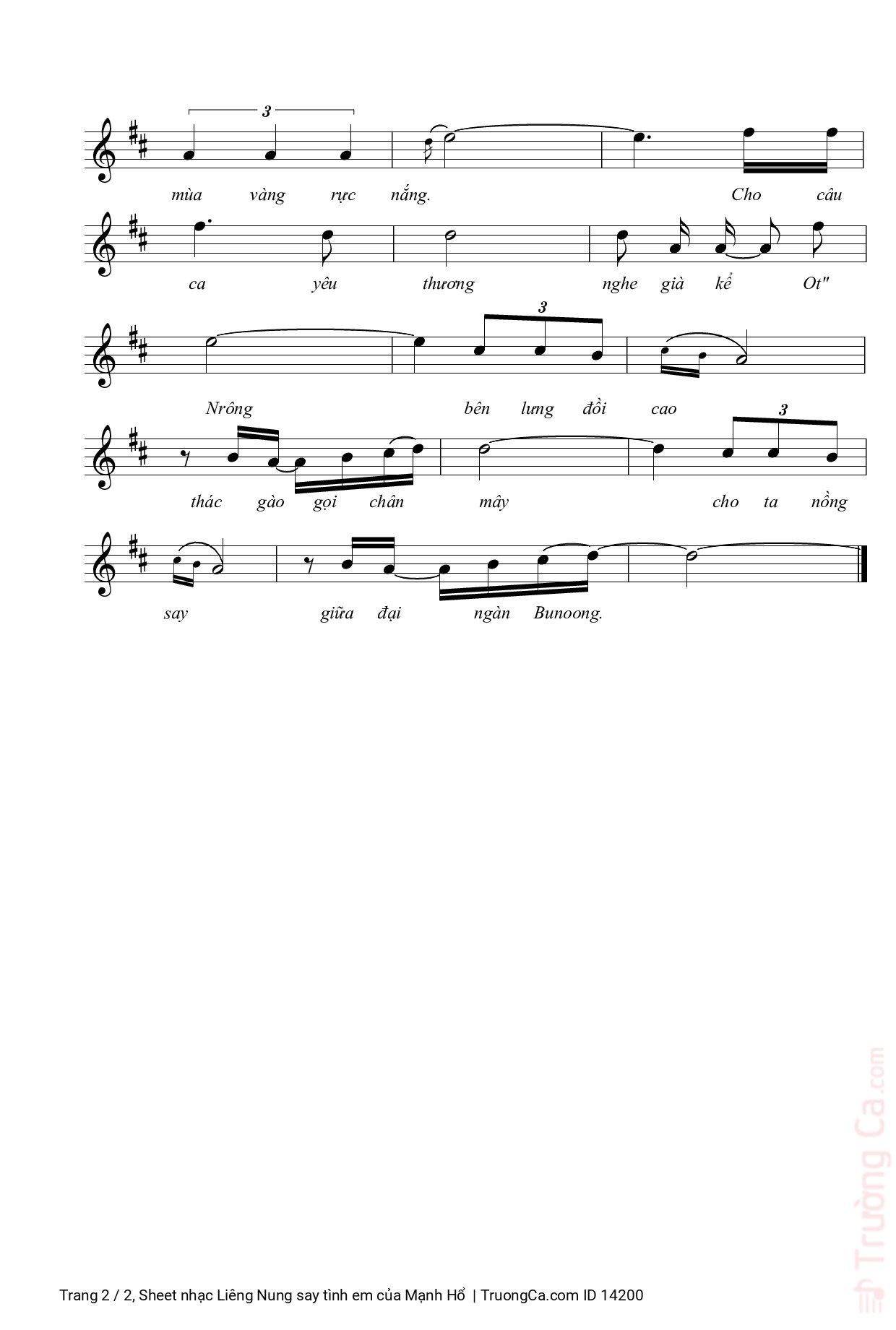 Page 2 of Sheet music PDF Liêng Nung say tình em - Mạnh Hổ