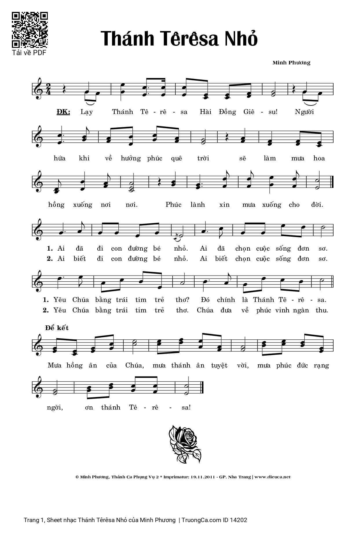 Sheet PDF of Thánh Têrêsa Nhỏ