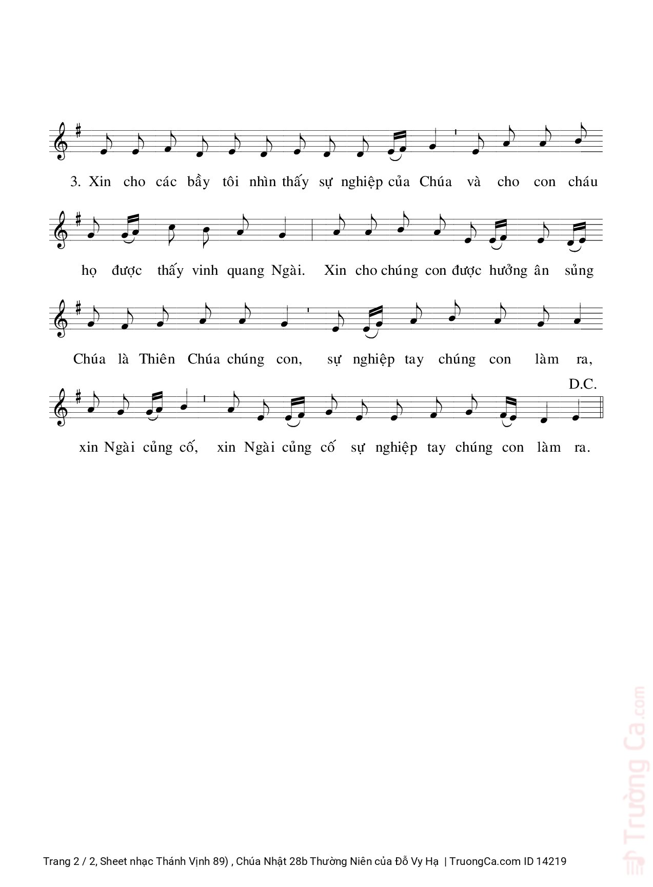 Page 2 of Sheet music PDF Thánh Vịnh 89) , Chúa Nhật 28b Thường Niên - Đỗ Vy Hạ