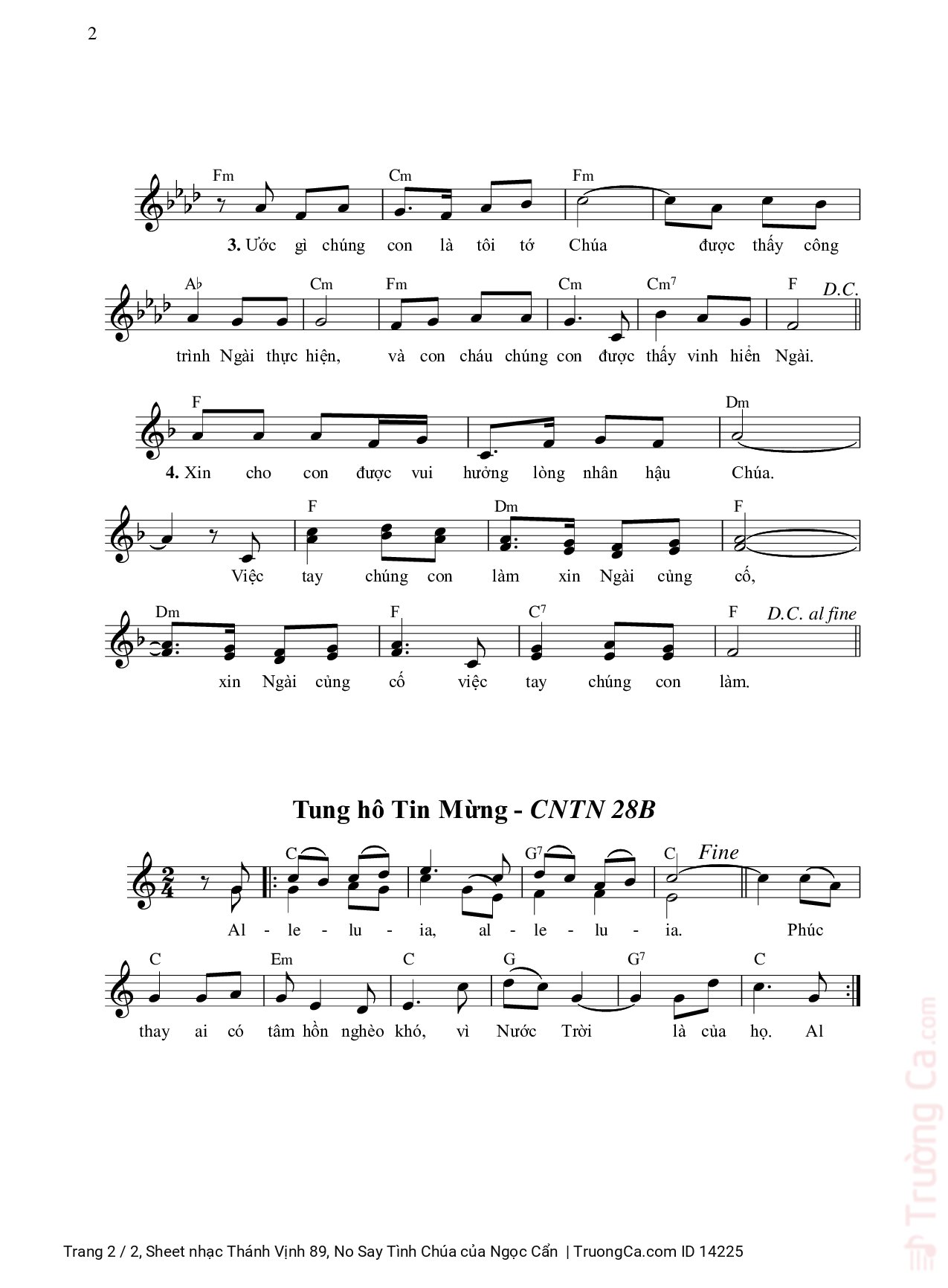 Page 2 of Sheet music PDF Thánh Vịnh 89, No Say Tình Chúa - Ngọc Cẩn