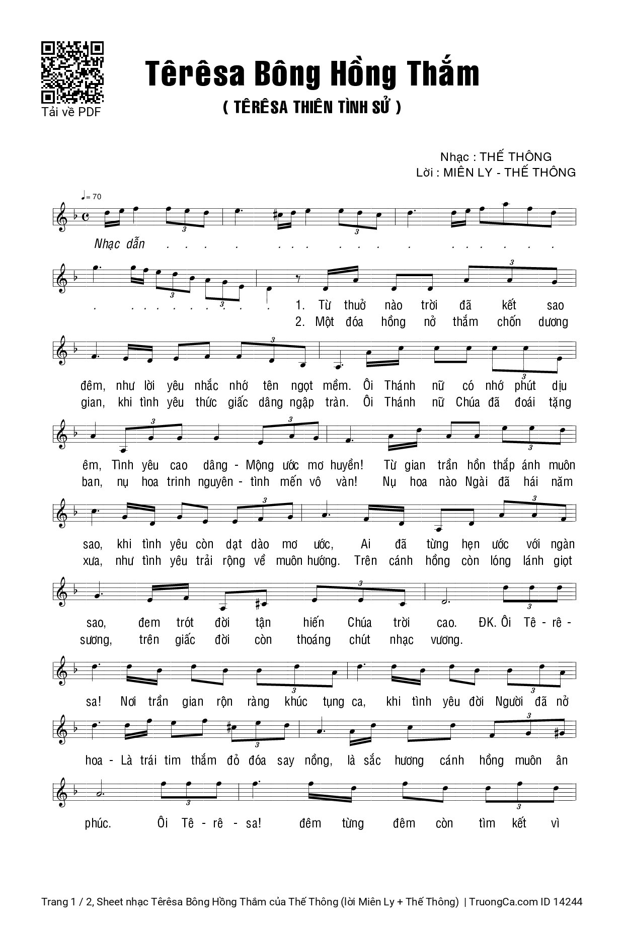 Sheet PDF of Têrêsa Bông Hồng Thắm