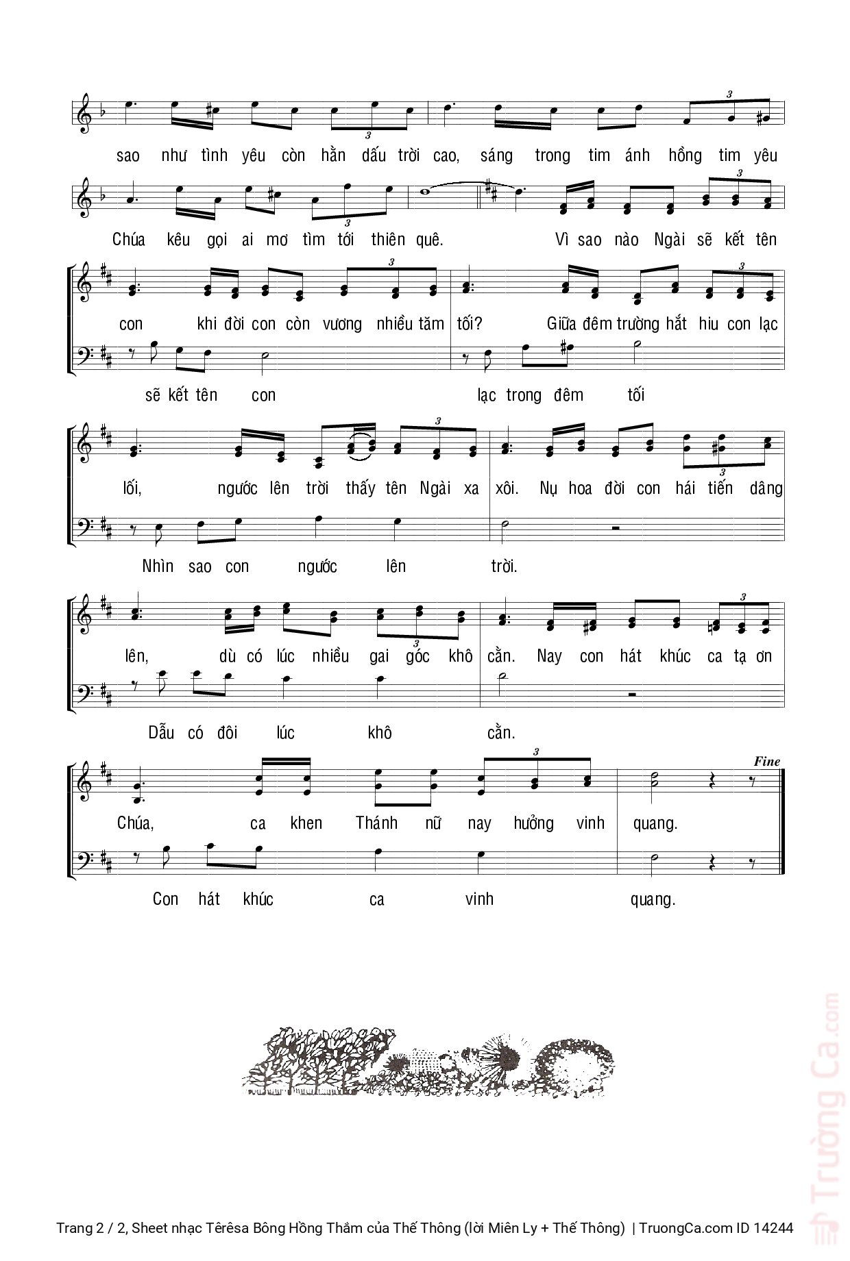 Page 2 of Sheet music PDF Têrêsa Bông Hồng Thắm - Thế Thông (lời Miên Ly + Thế Thông)