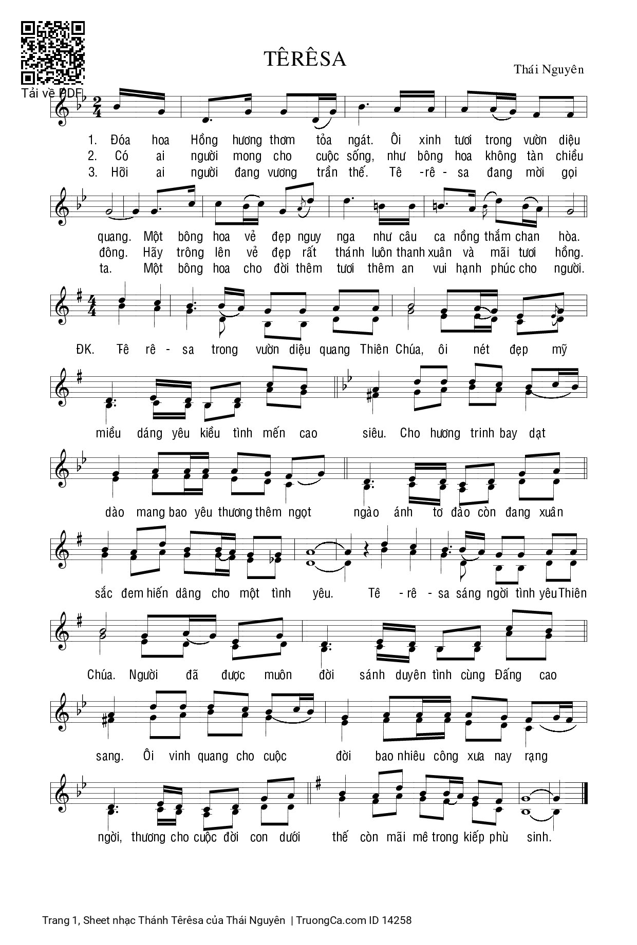 Sheet PDF of Thánh Têrêsa