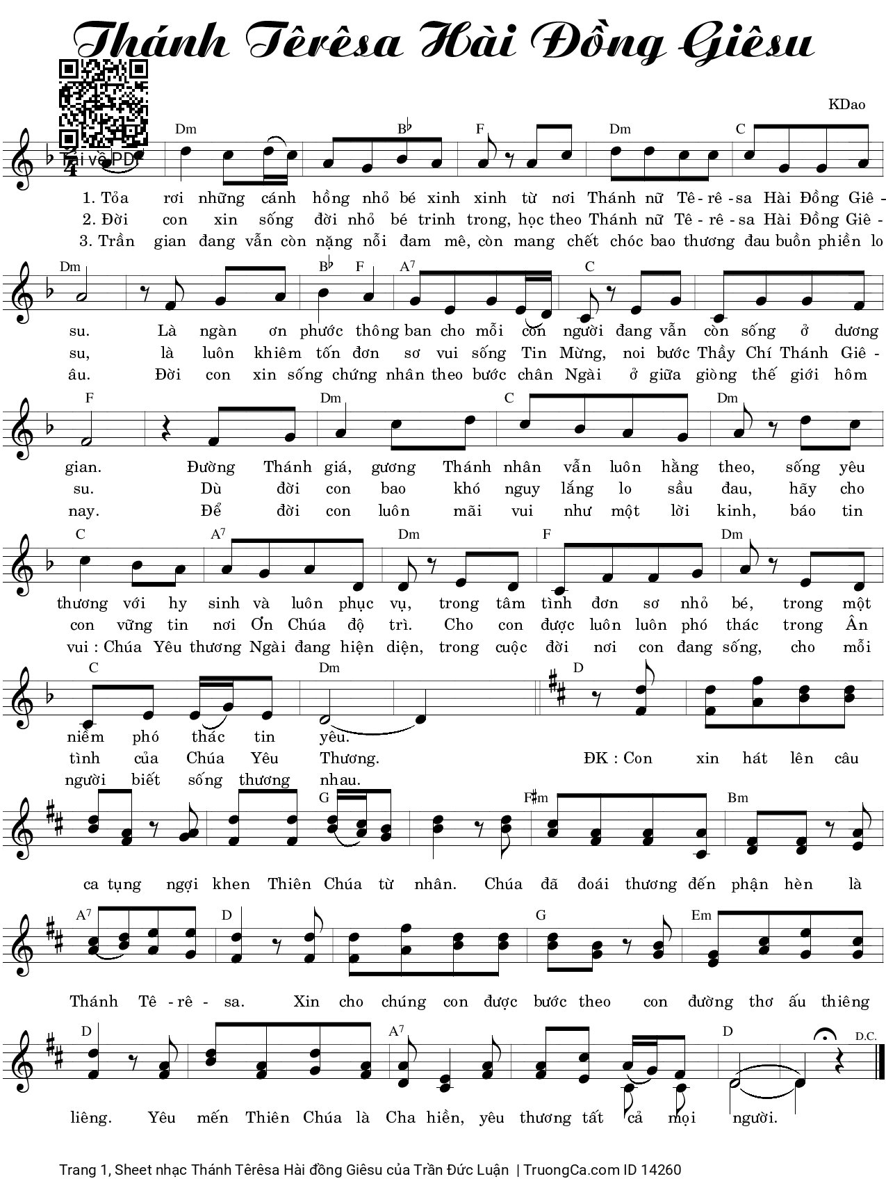 Sheet PDF of Thánh Têrêsa Hài đồng Giêsu