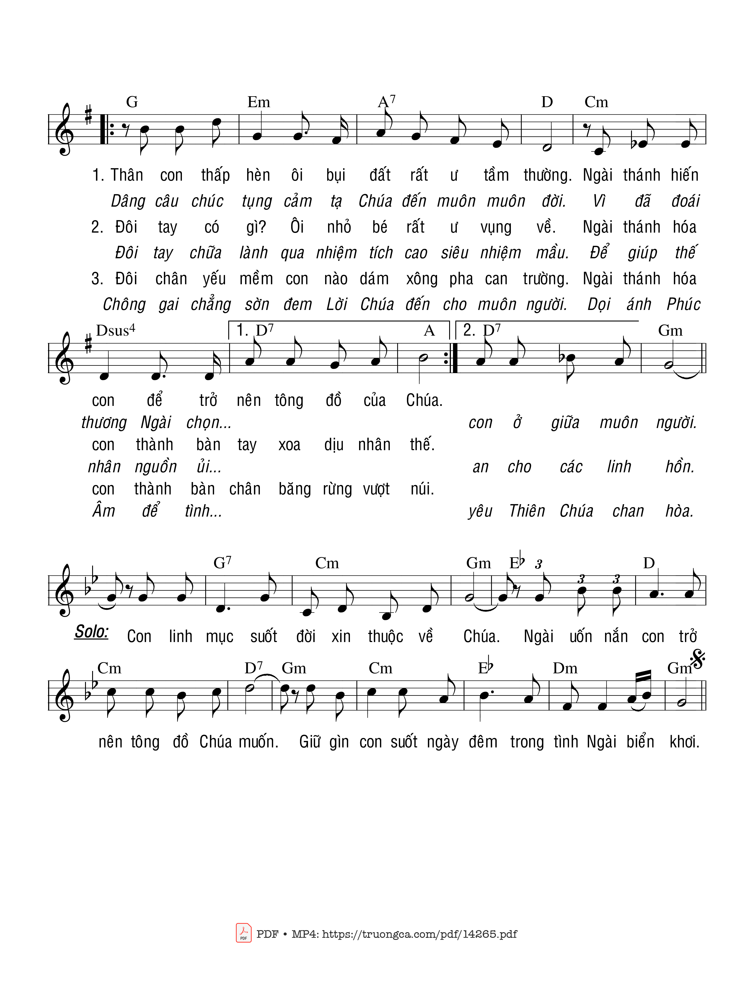 Page 2 of Sheet music PDF Con Linh Mục - Viễn Xứ