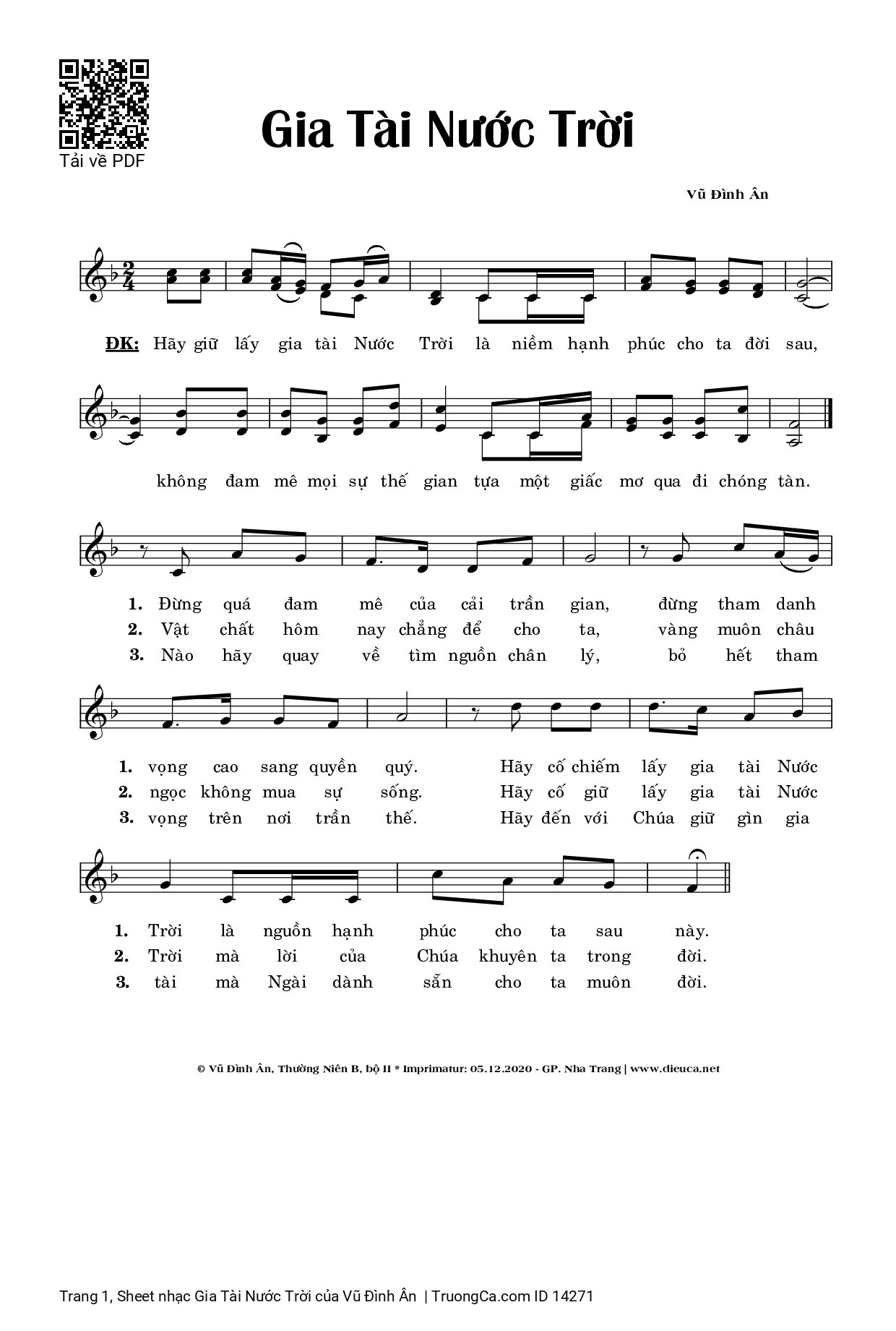 Sheet PDF of Gia Tài Nước Trời