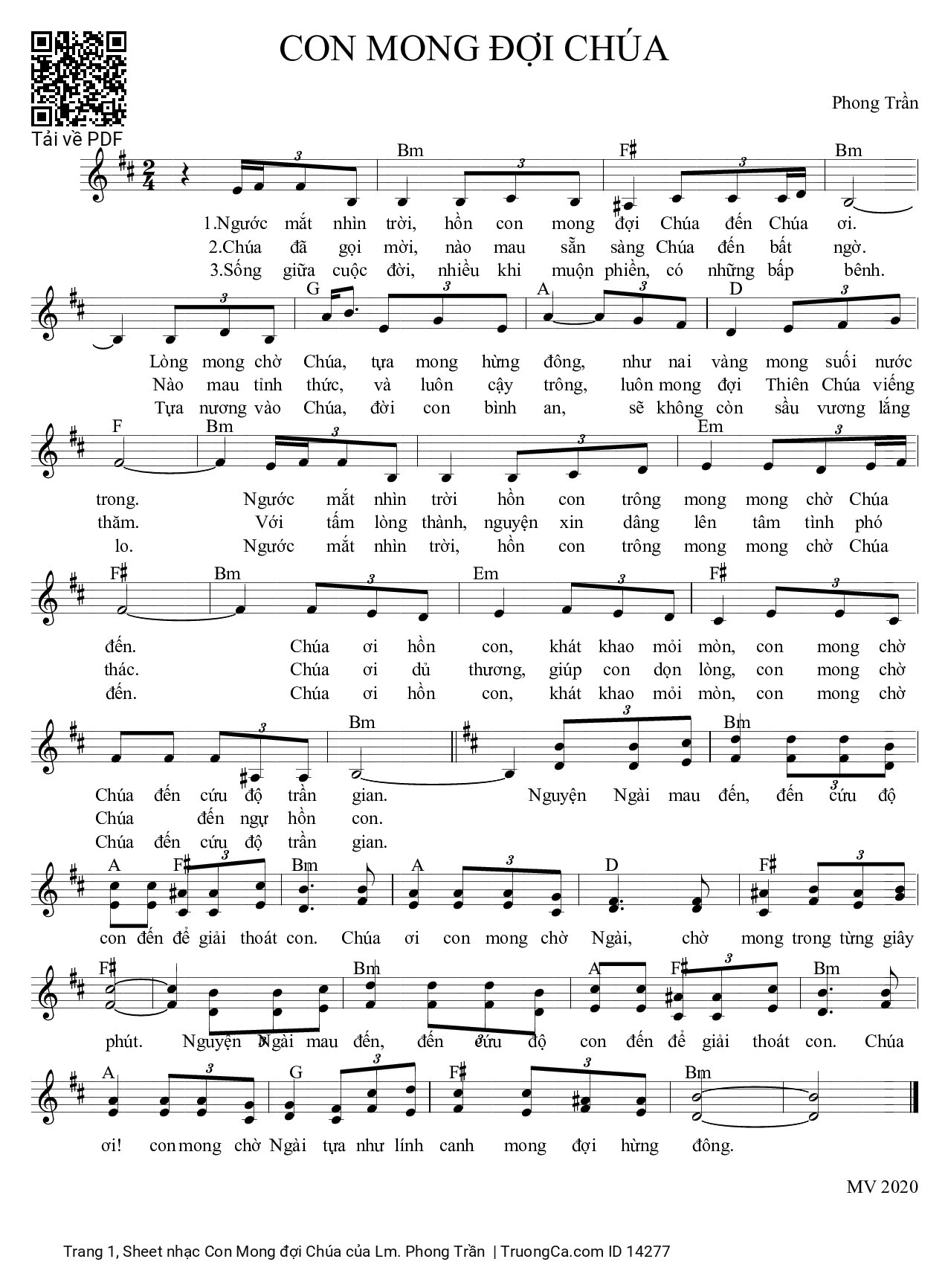 Sheet PDF of Con Mong đợi Chúa