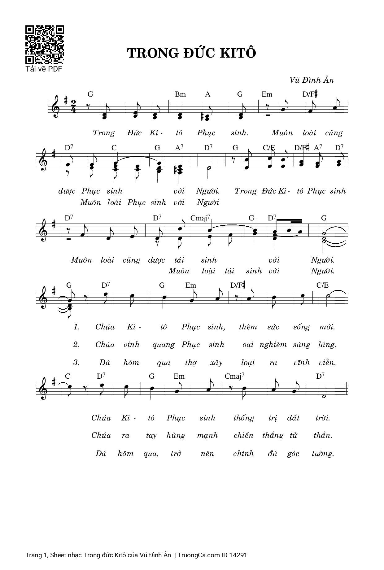 Sheet PDF of Trong đức Kitô