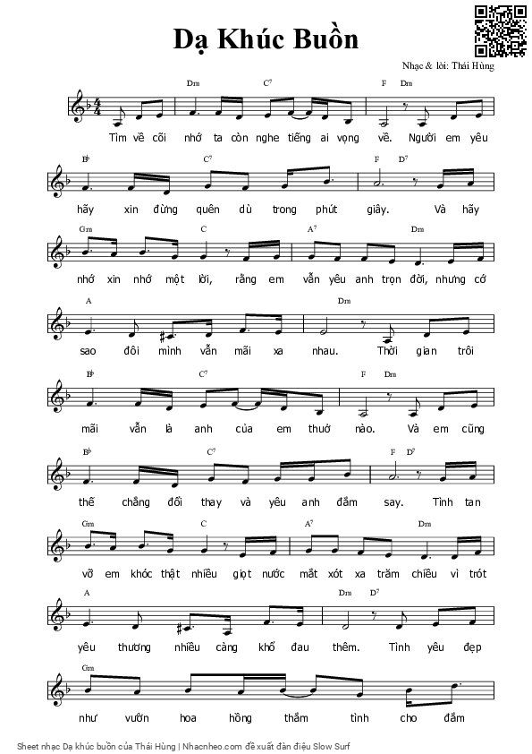 Sheet PDF of Dạ khúc buồn