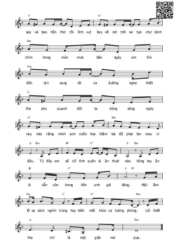 Page 2 of Sheet music PDF Dạ khúc buồn - Thái Hùng