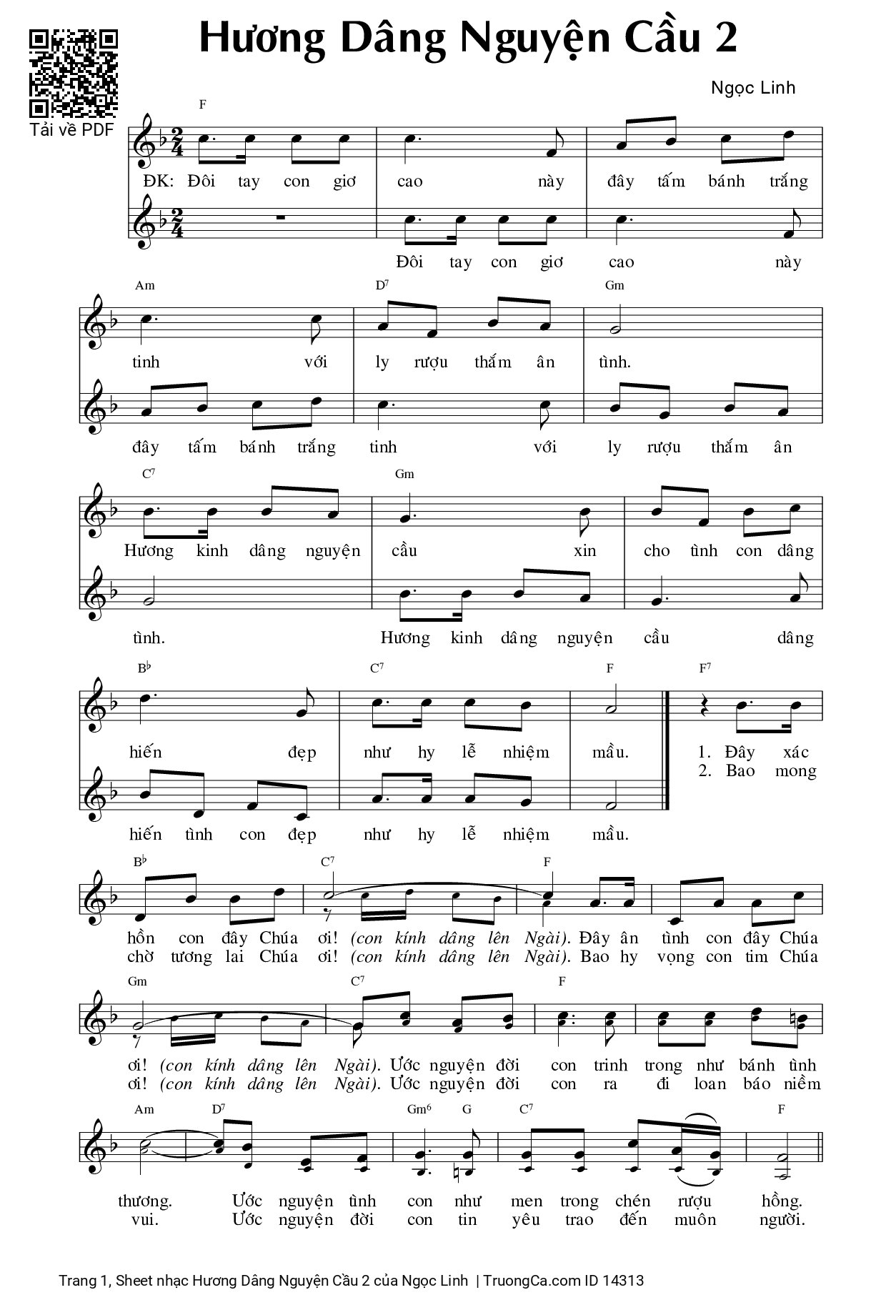 Sheet PDF of Hương Dâng Nguyện Cầu 2