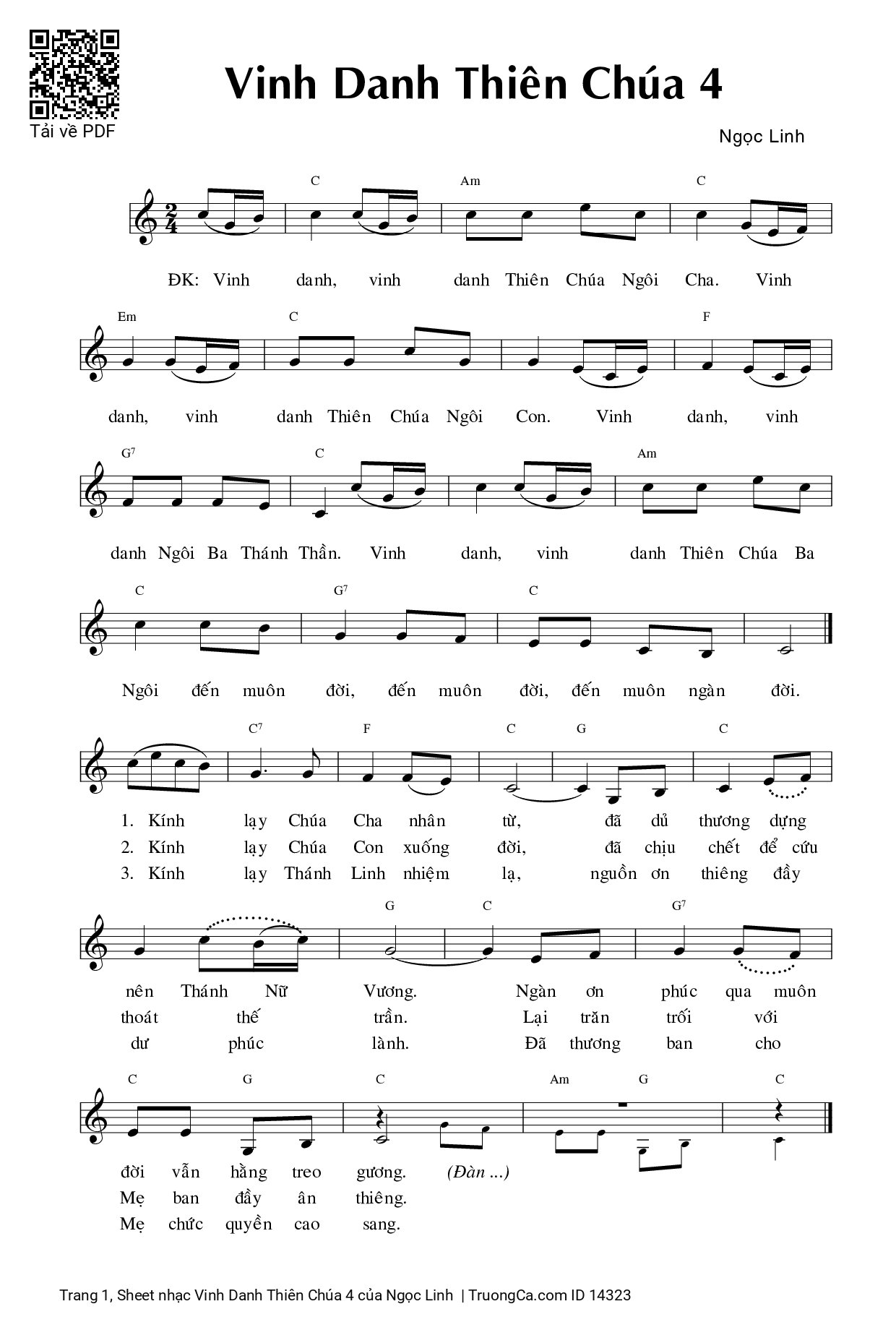 Sheet PDF of Vinh Danh Thiên Chúa 4