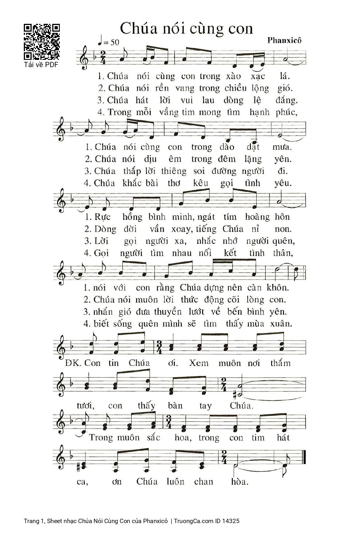 Page 1 of Sheet music PDF Chúa Nói Cùng Con - Phanxicô
