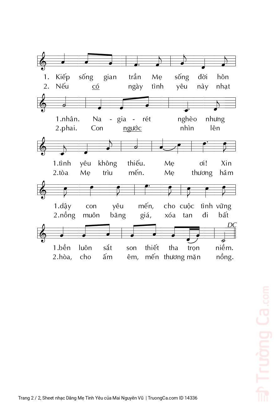 Page 2 of Sheet music PDF Dâng Mẹ Tình Yêu - Mai Nguyên Vũ