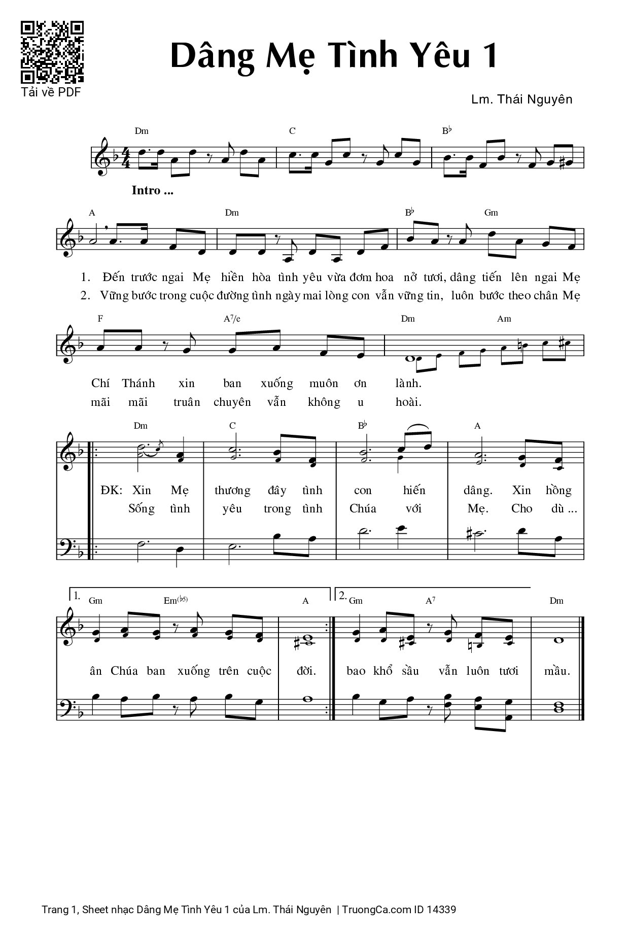 Sheet PDF of Dâng Mẹ Tình Yêu 1