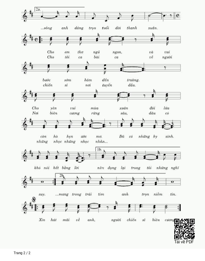 Page 2 of Sheet music PDF Hát về anh - Thế Hiển