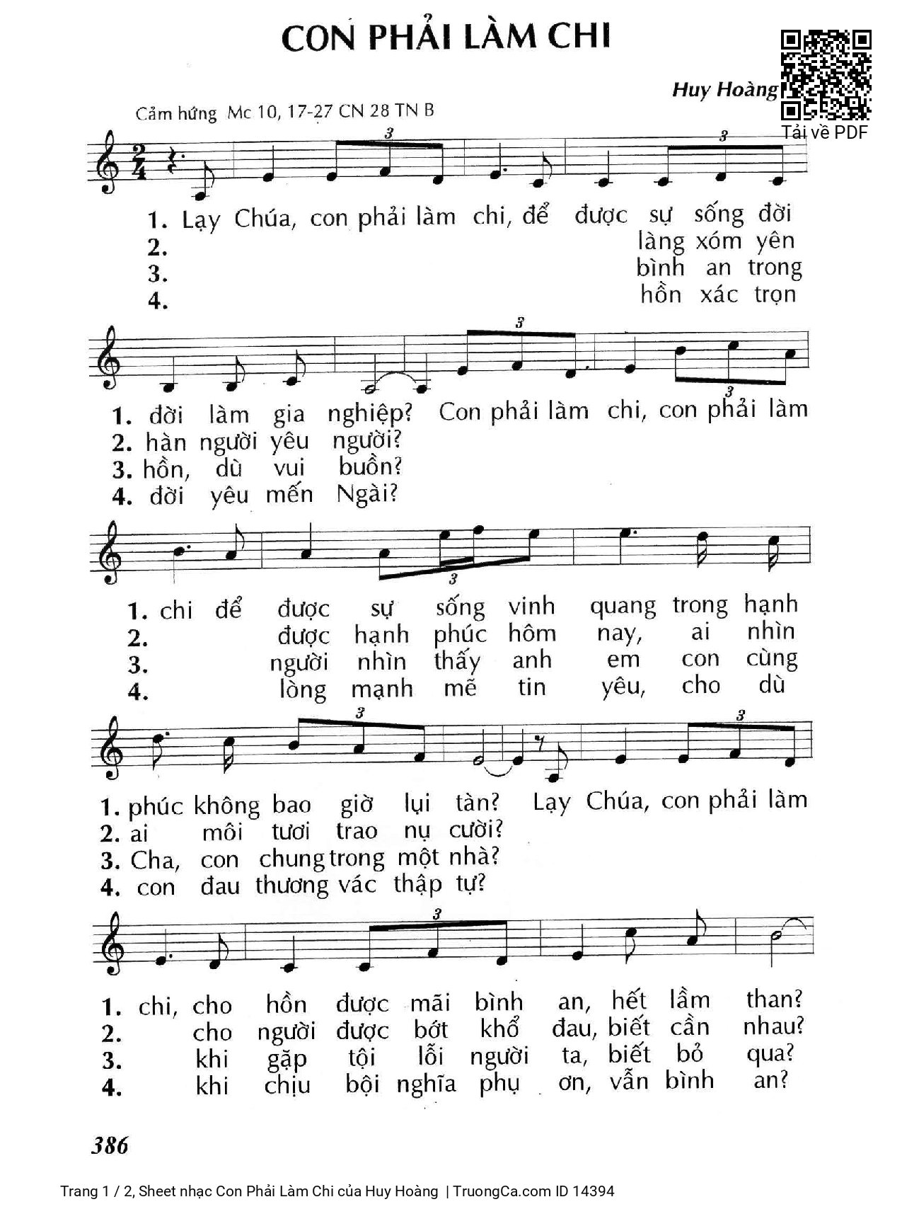Sheet PDF of Con Phải Làm Chi