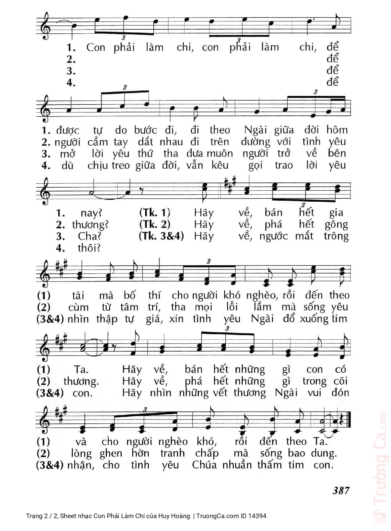 Page 2 of Sheet music PDF Con Phải Làm Chi - Huy Hoàng