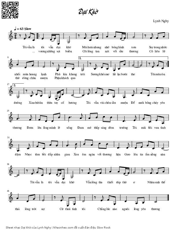 Sheet PDF of Dại khờ - Lynh Nghy