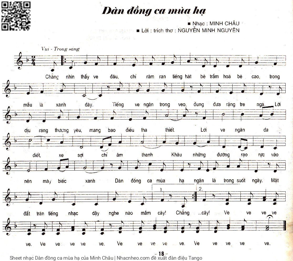 Page 1 of Sheet music PDF Dàn đồng ca mùa hạ - Minh Châu