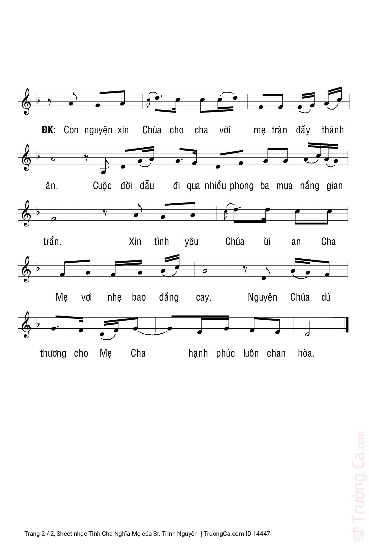 Page 2 of Sheet music PDF Tình Cha Nghĩa Mẹ - Sr. Trinh Nguyên