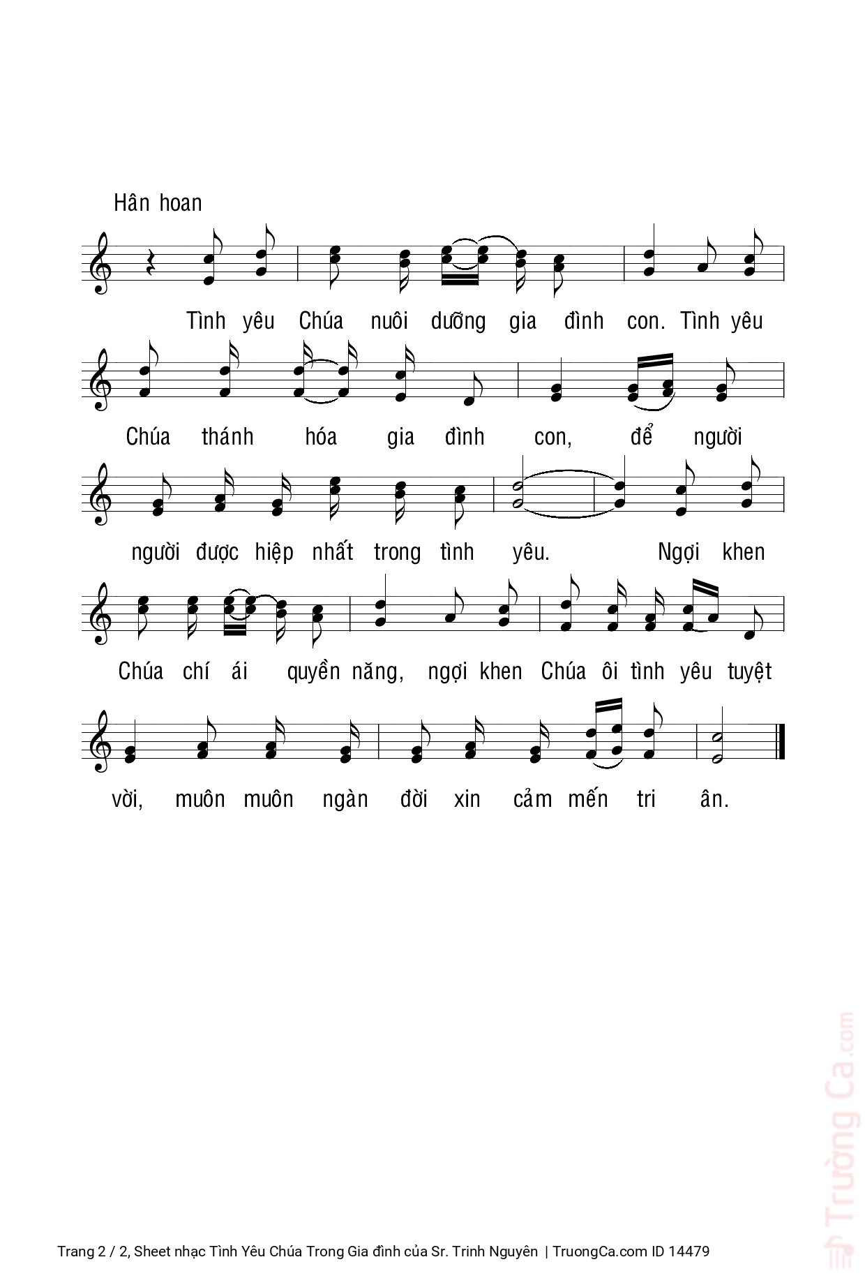 Page 2 of Sheet music PDF Tình Yêu Chúa Trong Gia đình - Sr. Trinh Nguyên