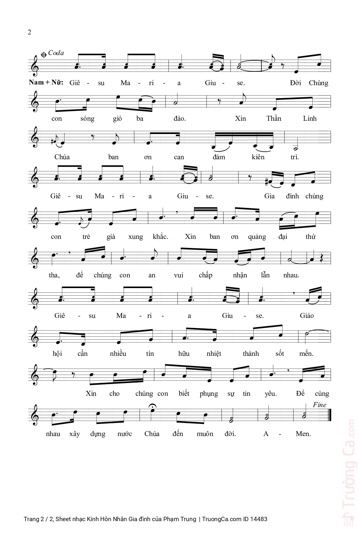 Page 2 of Sheet music PDF Kinh Hôn Nhân Gia đình - Phạm Trung