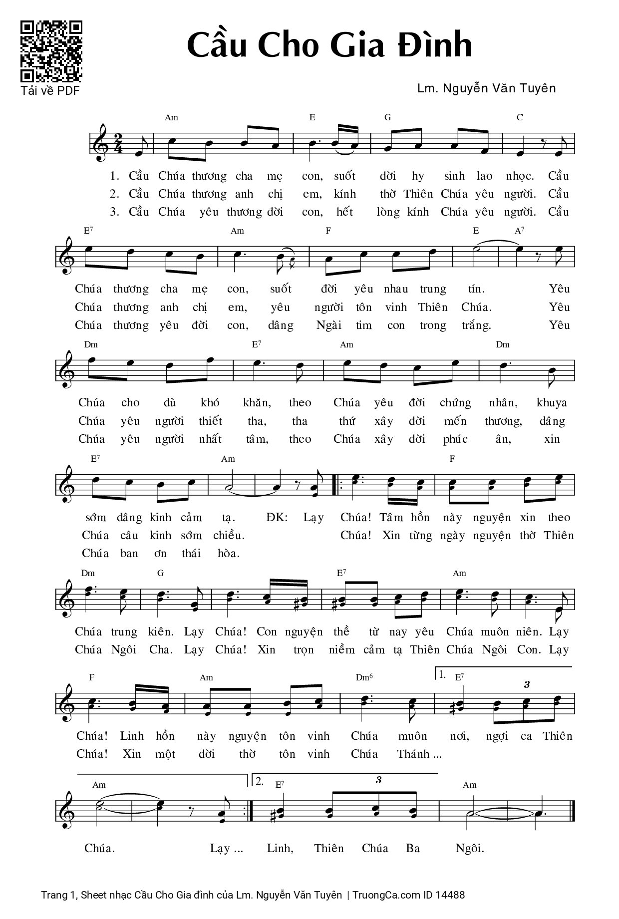 Sheet PDF of Cầu Cho Gia đình