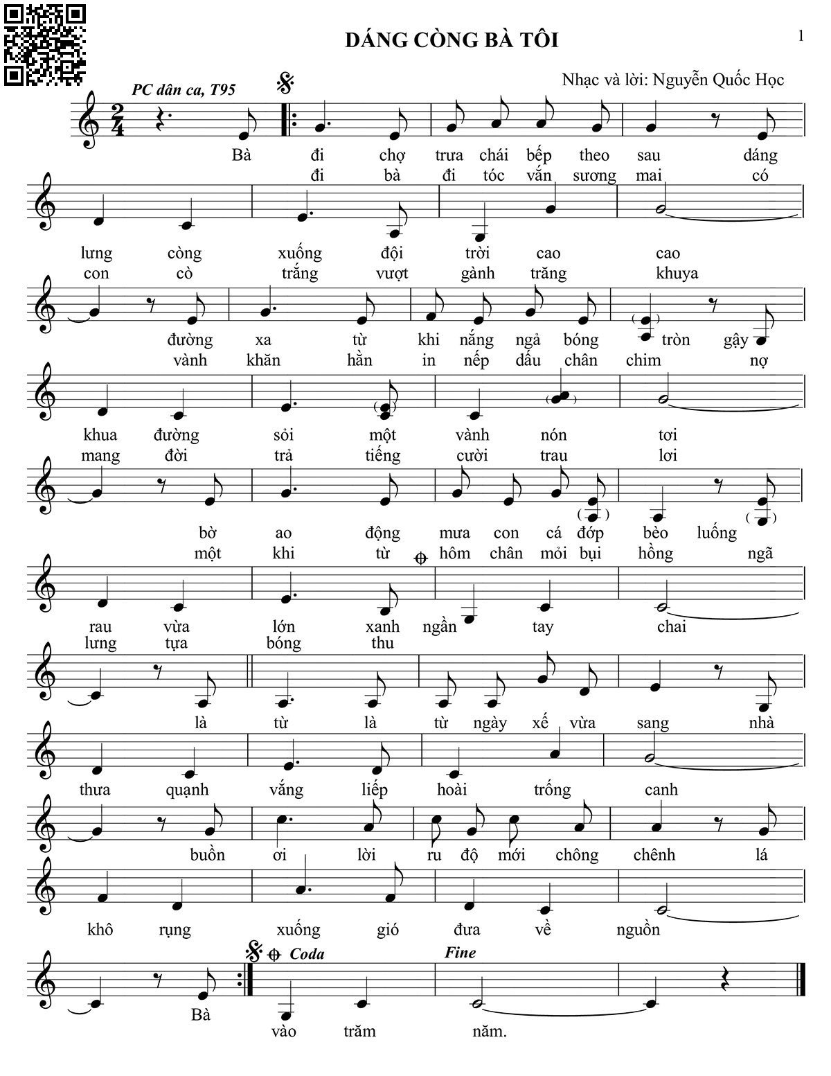 Page 2 of Sheet music PDF Dáng còng bà tôi - Nguyễn Quốc Học