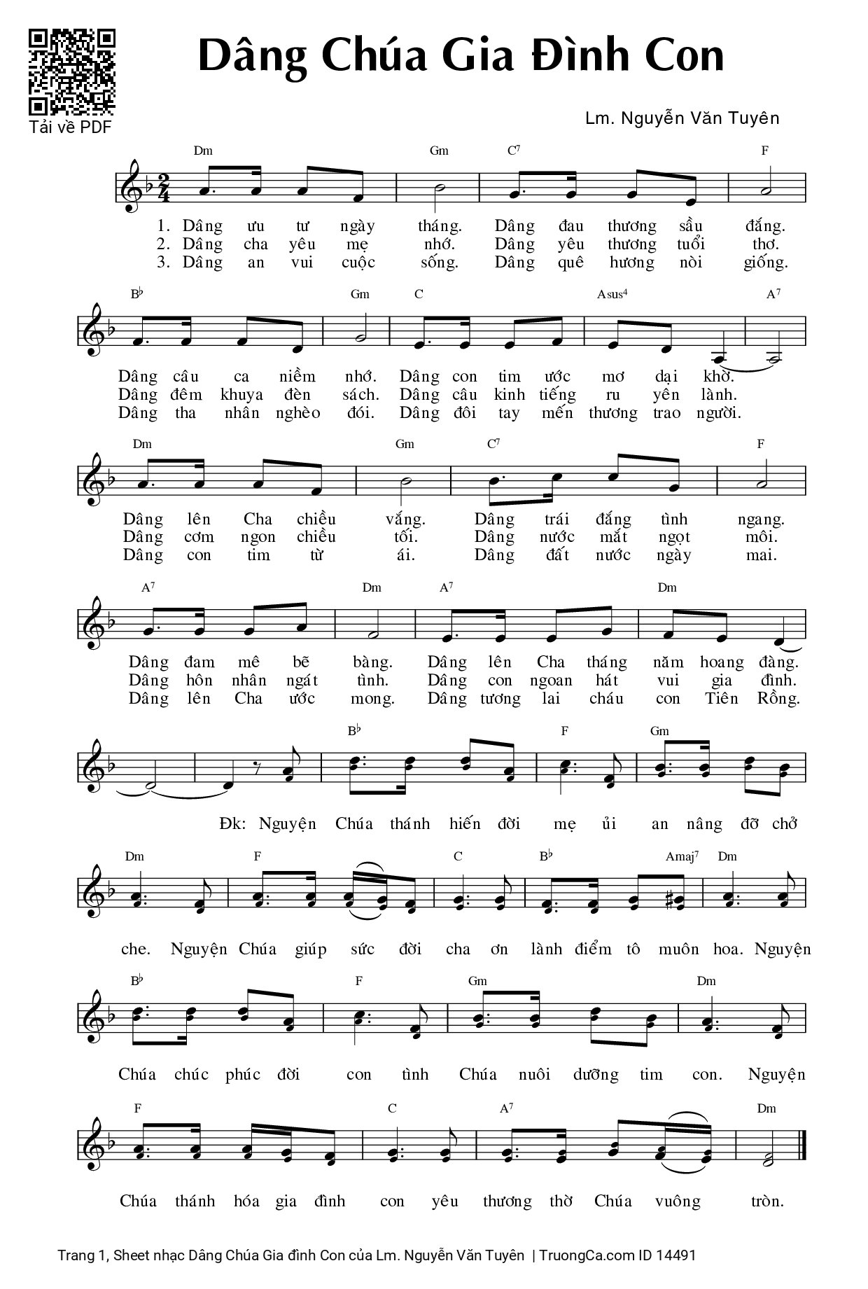 Sheet PDF of Dâng Chúa Gia đình Con