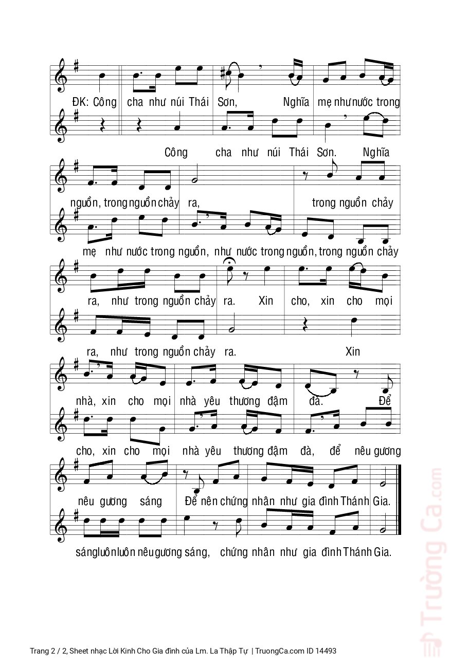 Page 2 of Sheet music PDF Lời Kinh Cho Gia đình - Lm. La Thập Tự