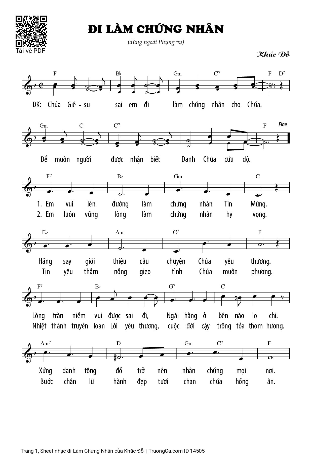 Sheet PDF of đi Làm Chứng Nhân