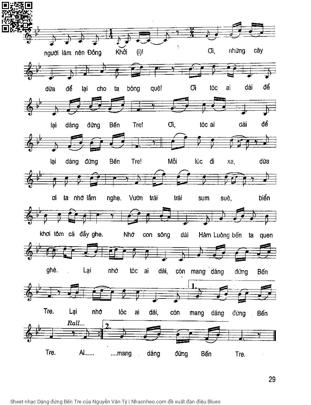 Page 2 of Sheet music PDF Dáng đứng Bến Tre - Nguyễn Văn Tý