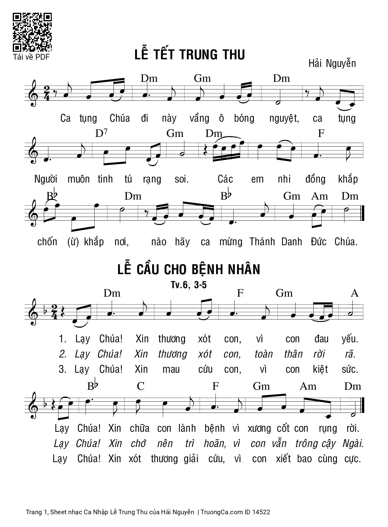 Page 1 of Sheet music PDF Ca Nhập Lễ Trung Thu - Hải Nguyễn