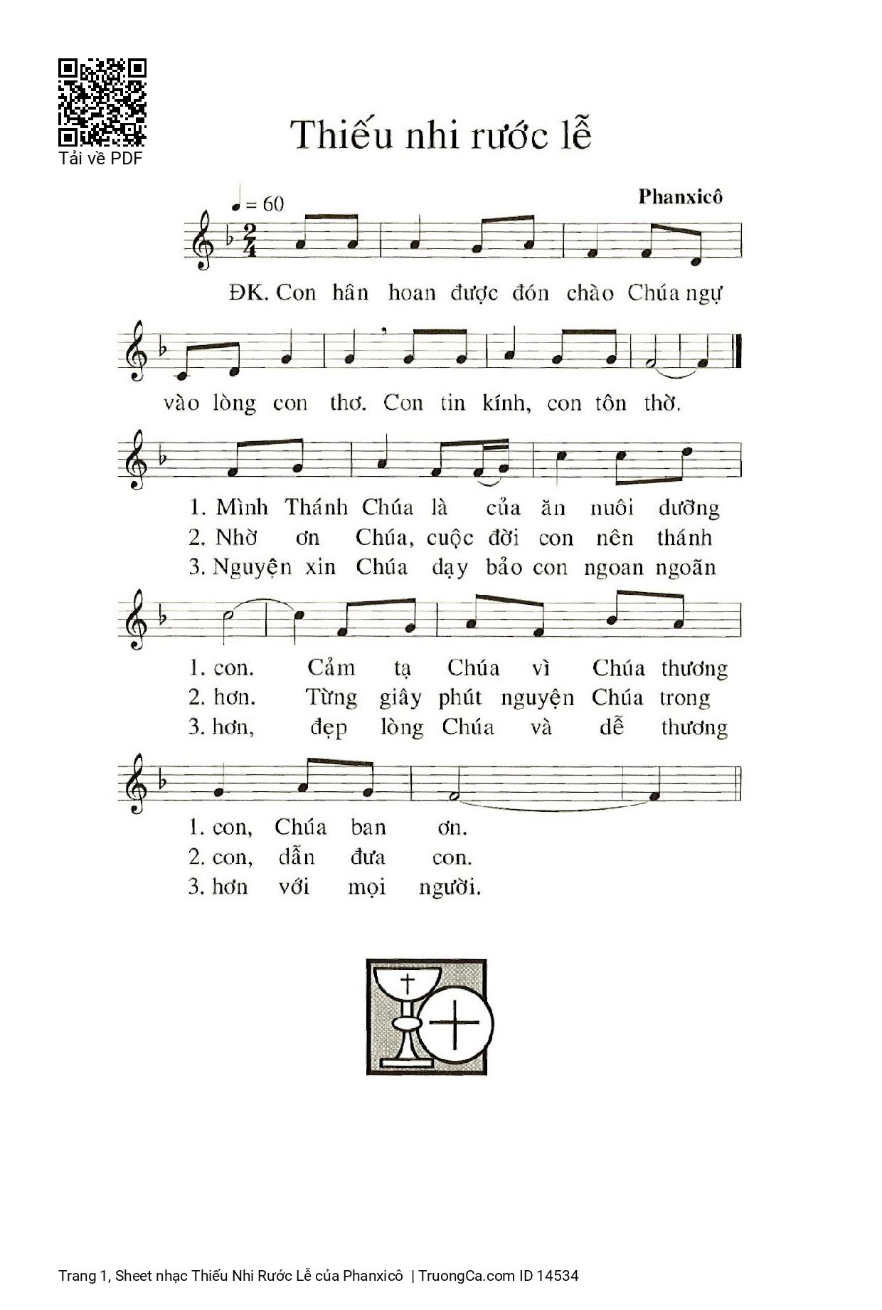 Page 1 of Sheet music PDF Thiếu Nhi Rước Lễ - Phanxicô