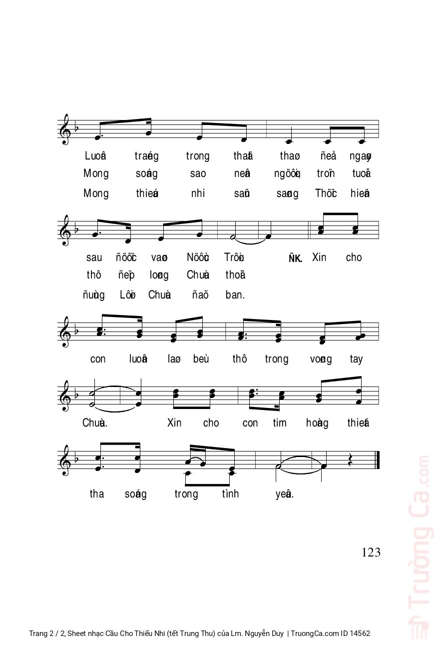 Page 2 of Sheet music PDF Cầu Cho Thiếu Nhi (tết Trung Thu) - Lm. Nguyễn Duy