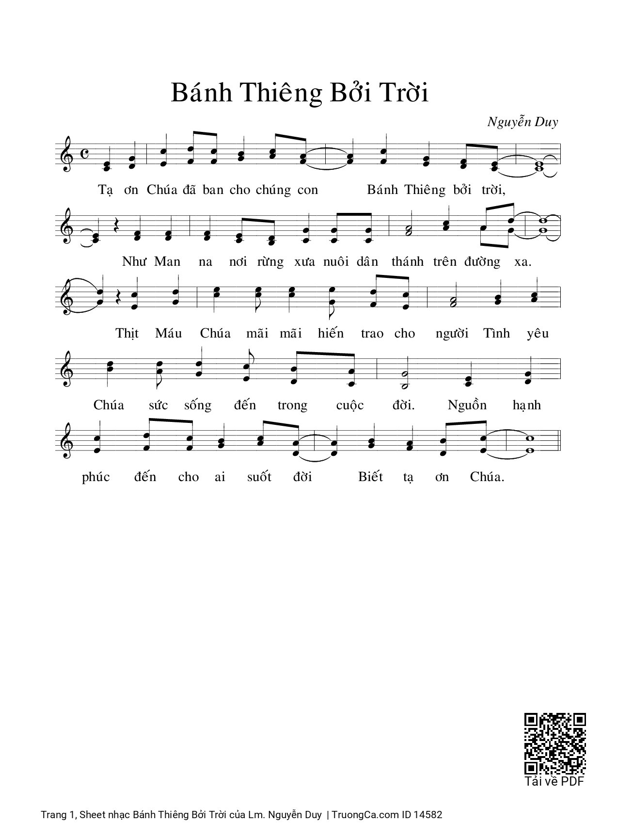 Sheet PDF of Bánh Thiêng Bởi Trời