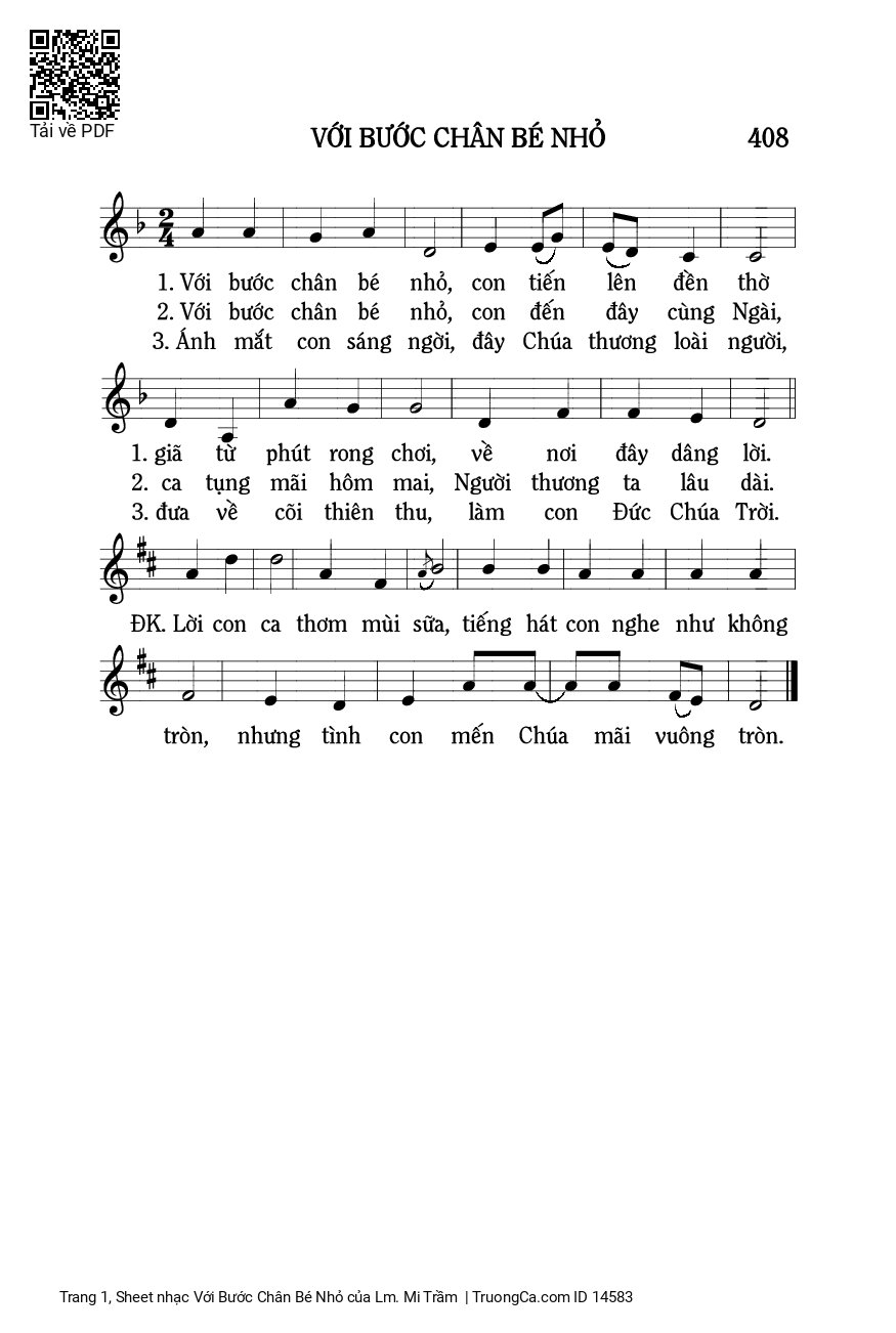Sheet PDF of Với Bước Chân Bé Nhỏ