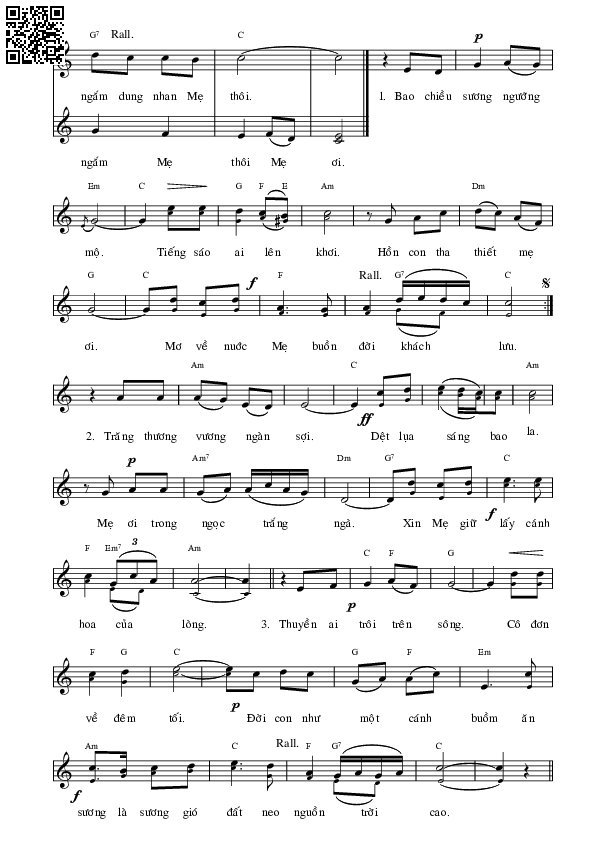 Page 2 of Sheet music PDF Dâng Mẹ một chiều - Lm. Văn Chi